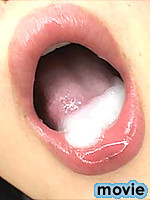 A puddle of bukkake cum in Mayuras mouth